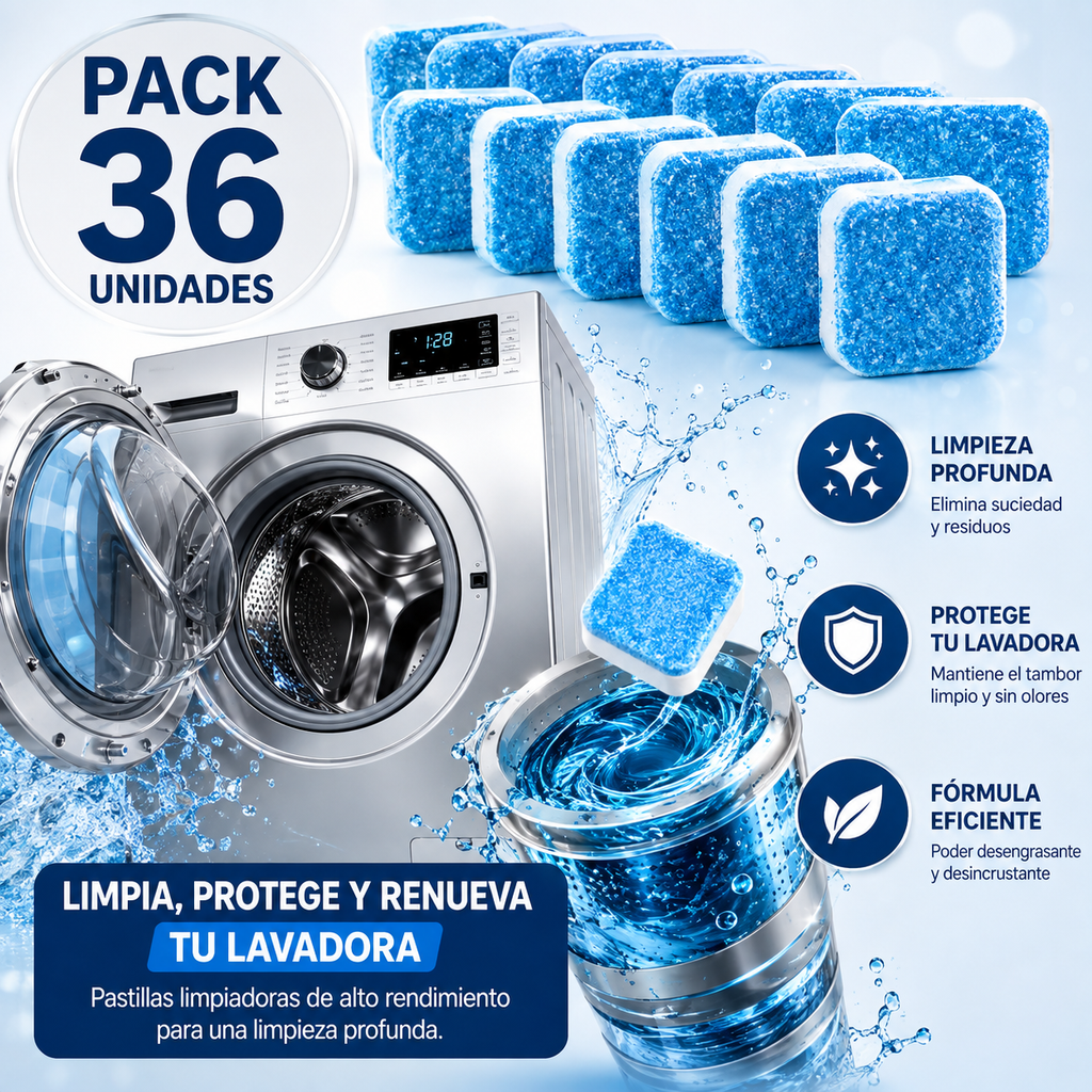 Pastillas Limpiadoras para Lavadora – Pack 36 Unidades
